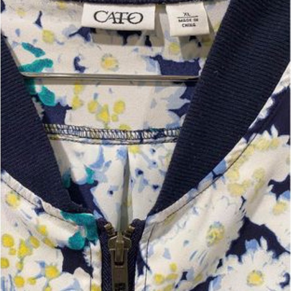 CATO Zippered Floral Print Lightweight Cardigan Jacket Size XL - Picture 5 of 5